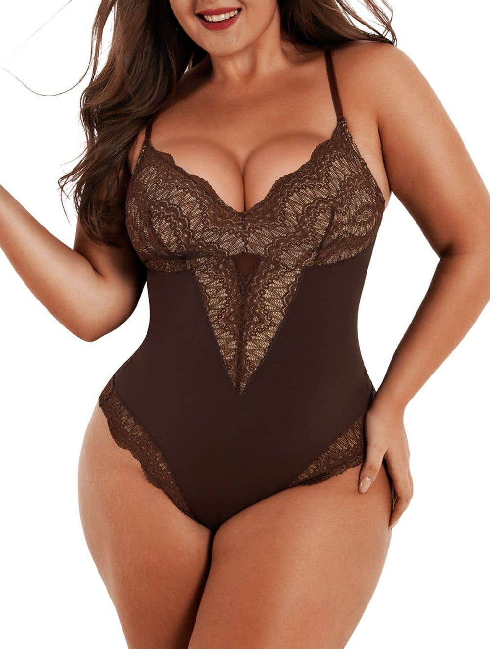 heyshape half laced bodysuit brown v12