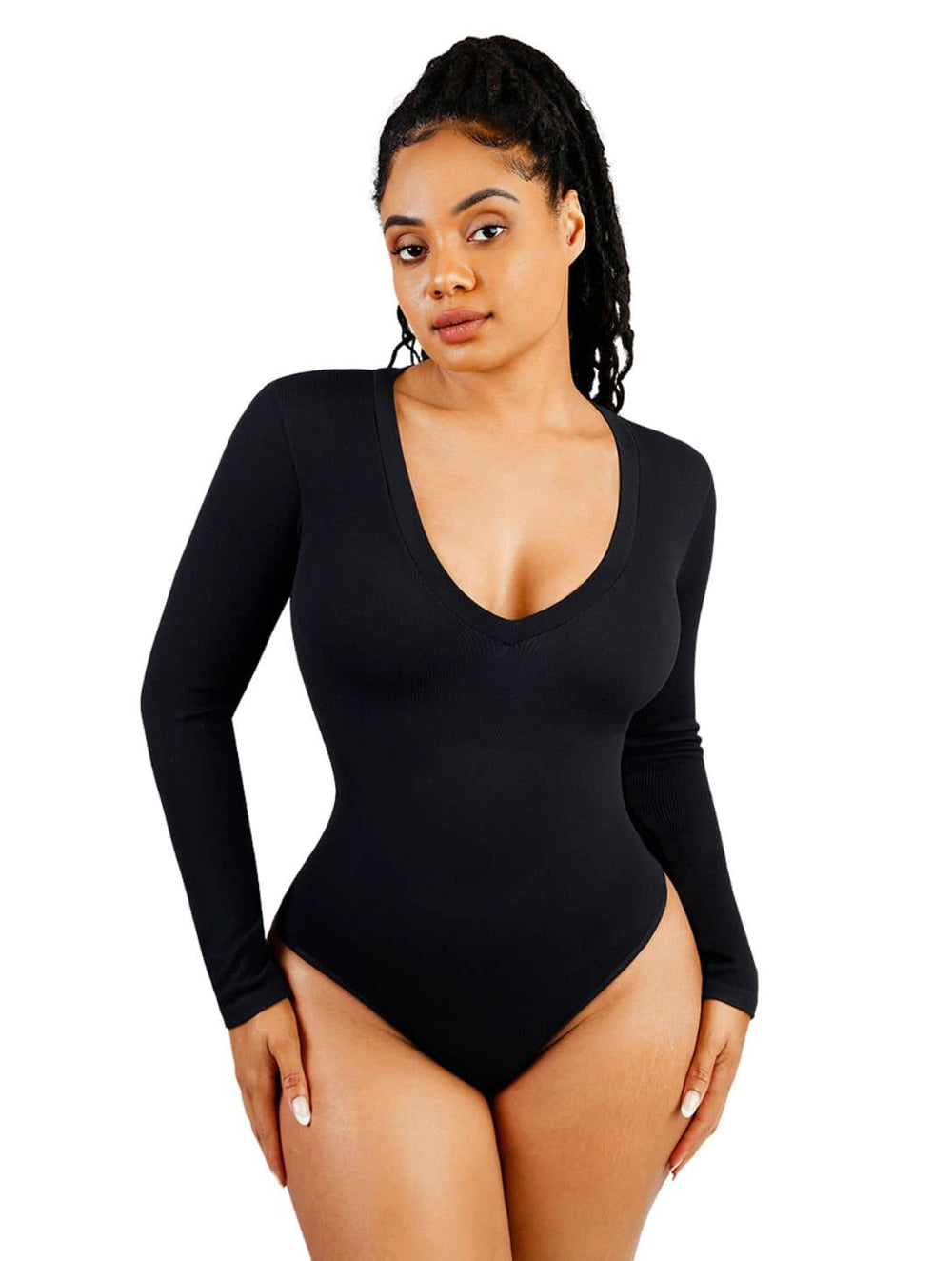 heyshape longsleeve scoopneck bodysuit black v12