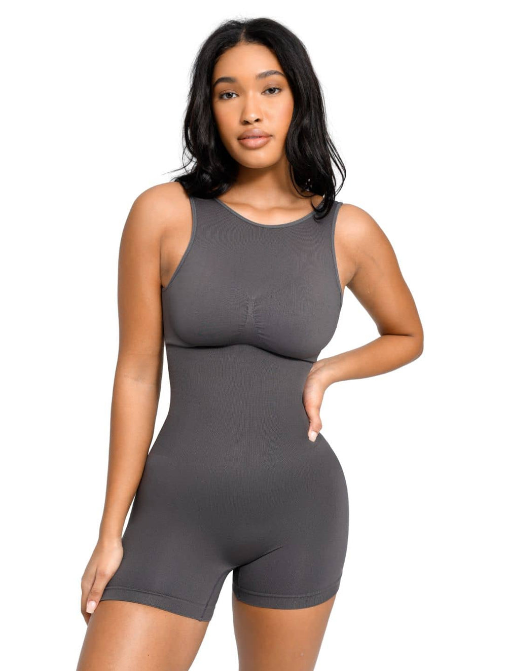 heyshape round neck sculpting bodysuit gray v12